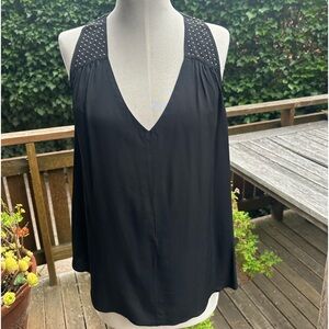 Rebecca Taylor Womens Black Silk Studded Sleeveless Blouse Top Size 12